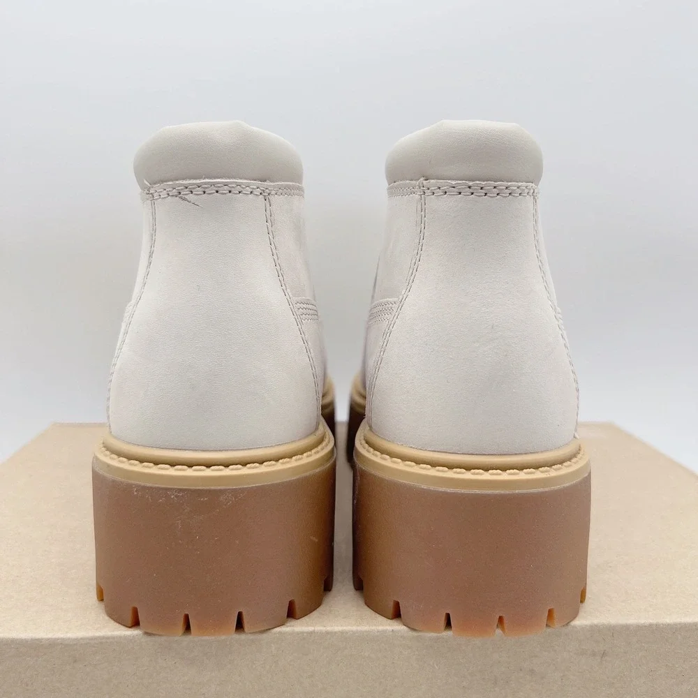 Timberland Stone Street Platform Mid Waterproof Chukka Boots White Nubuck US 7